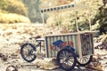 Vintage Ice Cream Cart On Wheels In Autumn Park