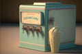 Vintage ice cream machine with a glass of ice cream. 3d rendering