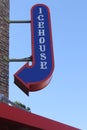 Vintage Icehouse Sign on Small Town Cafe and Bar With Blue Sky Royalty Free Stock Photo