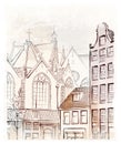 Vintage illustration of Amsterdam