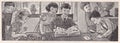 Vintage illustration of children stamp collecting