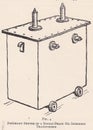 Vintage sketch of a single phase oil immersed transformer