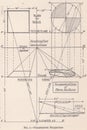 Vintage diagram of perspective projection
