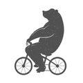 Vintage Illustration of Funny Bear on a Bike