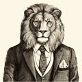 Vintage Illustration Of A Lion In A Stylish Suit