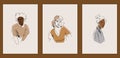 Vintage illustrations with various shapes, girls, faces, portraits, lines.