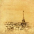 Vintage Image Of Eiffel Tower, Paris, France
