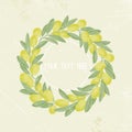 Vintage image frame of olive branches, wreath, place for text. vector illustratio Royalty Free Stock Photo