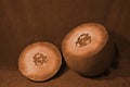 Vintage image of fruit and seed melon after cutting