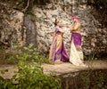 Vintage image of mature couple dressed in Balinese costume Royalty Free Stock Photo