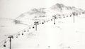 Vintage image of people in chairlift