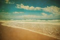 Vintage image of sandy beach landscape. Holiday summer beach background Royalty Free Stock Photo