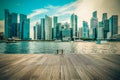 Vintage image of Singapore city skyline of business district Royalty Free Stock Photo