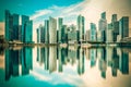 Vintage image of Singapore city skyline of business district Royalty Free Stock Photo