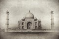 Vintage image of Taj Mahal at sunrise, Agra, India