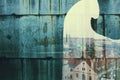 Vintage image, view of prague, double exposure Royalty Free Stock Photo