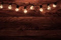 Vintage incandescent light bulbs on wooden wall