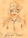 Vintage India background with Nation Hero and Freedom Fighter Bhagat Singh Pride of India