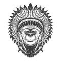 Vintage indian chief bear head