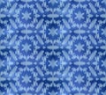 Vintage indigo shibori dyed textile seamless pattern. Ikat ink background