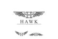 Vintage Initial Letter H for Hawk Wings Logo Design Royalty Free Stock Photo