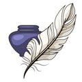 Vintage inkwell and feather