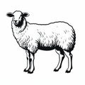 Vintage-inspired Black And White Sheep Illustration