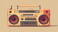 Minimalist 1980s Boombox Illustration On Brown Background