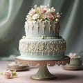 Vintage-inspired cake with intricate decorations