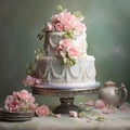Vintage-inspired cake with intricate decorations