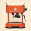 Vintage-inspired Espresso Machine: A Minimalist Monotype Print