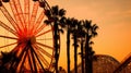 Vintage-inspired Ferris Wheel At Sunset With Tall Palm Tree