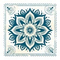 Vintage-inspired Mandala Stamp With Folk Art-inspired Illustrations