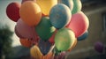 Vintage-inspired multicolor balloons, adding a touch of nostalgia to summer birthday and wedding honeymoon parties