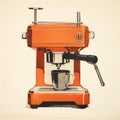 Vintage-inspired Orange Espresso Machine With Exquisite Attention To Detail