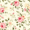 Vintage-inspired Pattern with Small Delicate Roses AI Generated