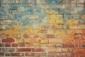 Vintage-inspired seamless pattern texture with a weathered yellow and red brick wall.