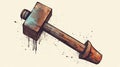 Vintage-inspired Still Life Illustration Of A Hammer On Bolts Royalty Free Stock Photo