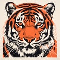 Vintage Poster Design: Majestic Tiger Head With Striking Eyes Royalty Free Stock Photo