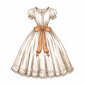 Vintage-inspired White Dress With Orange Bows - Sketchy Historical Reproductions