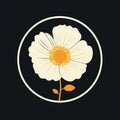 Vintage-inspired White Flower Logo On Black Background