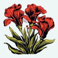 Vintage-inspired Woodcut Print Of Canna Lily With Bold Outlines