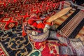 Vintage interior of arabic house with loom and carpets