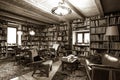 Vintage interior of personal bibliotek, calm and comfort indoor