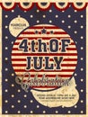 Vintage invitation card for American Independence Day. Royalty Free Stock Photo