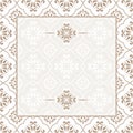 Vintage invitation card with beige ornament.