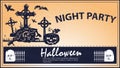 Vintage invitation for the Halloween holiday Zombie crawls out of the grave