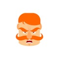 Vintage Irishman with red mustache angry Emoji. Retro Men face a Royalty Free Stock Photo