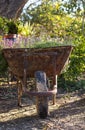 Vintage iron cart full of flowers Royalty Free Stock Photo