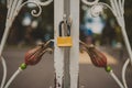 Vintage iron gates at castle lock Arab. Royalty Free Stock Photo